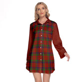 Robertson Tartan Women's Lapel Shirt Dress With Long Sleeve